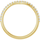 14K Gold Round Lab-Grown Diamond Accented V Contour Band - Yellow Gold - view 2