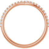 14K Gold Round Lab-Grown Diamond Accented V Contour Band - Rose Gold - view 2