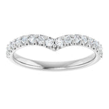 Platinum Round Lab-Grown Diamond Accented V Contour Band - view 3