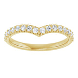 14K Gold Round Lab-Grown Diamond Accented V Contour Band - Yellow Gold - view 3