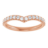14K Gold Round Lab-Grown Diamond Accented V Contour Band - Rose Gold - view 3