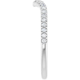 Platinum Round Lab-Grown Diamond Accented V Contour Band - view 4