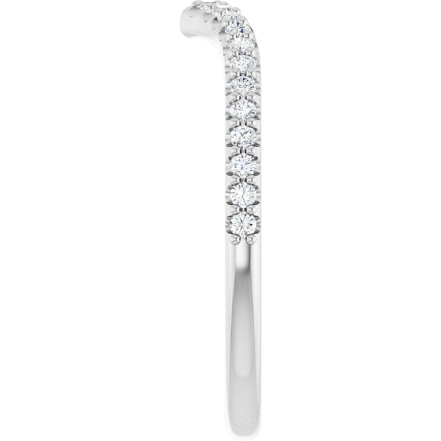14K Gold Round Natural Diamond Accented V Contour Band - White Gold - view 4