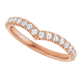 14K Gold Round Natural Diamond Accented V Contour Band - Rose Gold - view 5