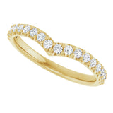 14K Gold Round Natural Diamond Accented V Contour Band - Yellow Gold - view 5