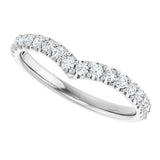 Platinum Round Natural Diamond Accented V Contour Band - view 5