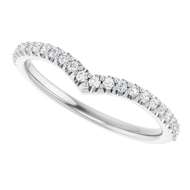 Platinum Round Lab-Grown Diamond Accented V Contour Band - view 5