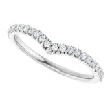 Platinum Round Natural Diamond Accented V Contour Band - view 5