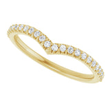 14K Gold Round Lab-Grown Diamond Accented V Contour Band - Yellow Gold - view 5