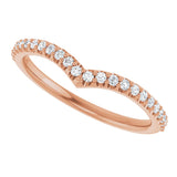 14K Gold Round Lab-Grown Diamond Accented V Contour Band - Rose Gold - view 5