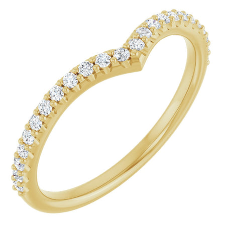 14K Gold Round Lab-Grown Diamond Accented V Contour Band - Yellow Gold