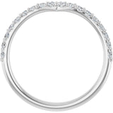 Platinum Round Natural Diamond Accented V Contour Band - view 2