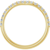 14K Gold Round Lab-Grown Diamond Accented V Contour Band - Yellow Gold - view 2