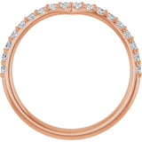 14K Gold Round Lab-Grown Diamond Accented V Contour Band - Rose Gold - view 2