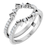 14K Gold Round Natural Diamond Accented Heart Ring Guard - White Gold