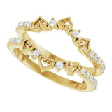 14K Gold Round Natural Diamond Accented Heart Ring Guard - Yellow Gold - view 5