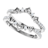Platinum Round Natural Diamond Accented Heart Ring Guard - view 5