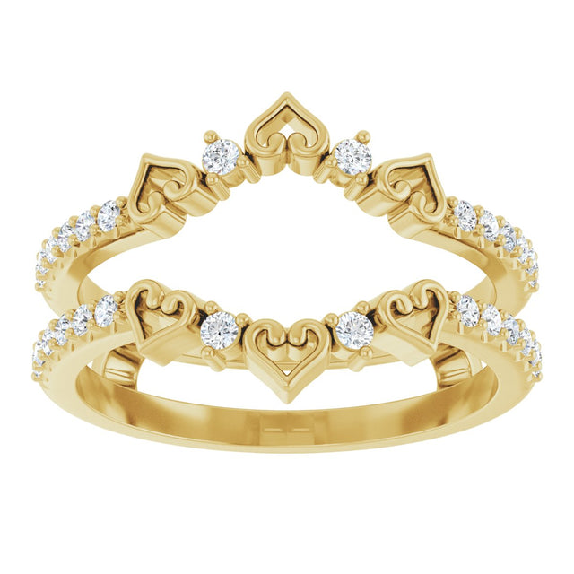 14K Gold Round Natural Diamond Accented Heart Ring Guard - Yellow Gold - view 3