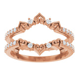 14K Gold Round Natural Diamond Accented Heart Ring Guard - Rose Gold - view 3