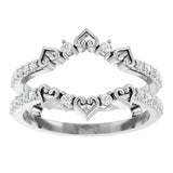 Platinum Round Natural Diamond Accented Heart Ring Guard - view 3