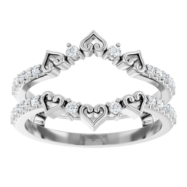 Platinum Round Natural Diamond Accented Heart Ring Guard - view 3