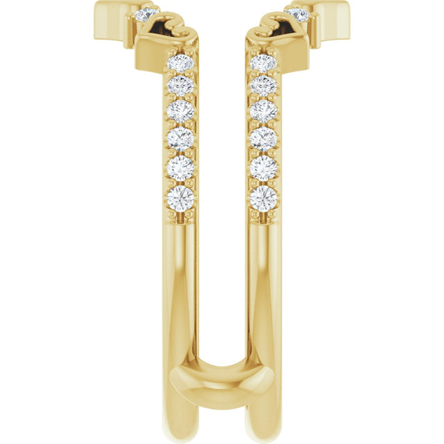 14K Gold Round Natural Diamond Accented Heart Ring Guard - Yellow Gold - view 4