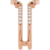 14K Gold Round Natural Diamond Accented Heart Ring Guard - Rose Gold - view 4