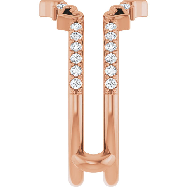 14K Gold Round Natural Diamond Accented Heart Ring Guard - Rose Gold - view 4