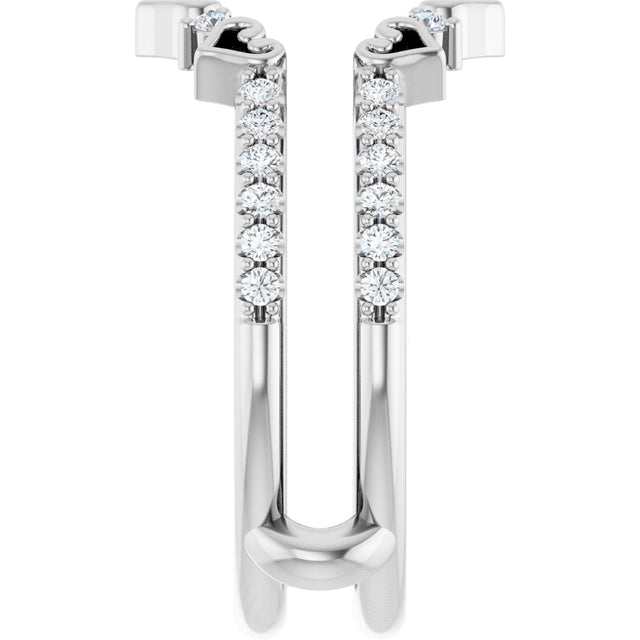 Platinum Round Natural Diamond Accented Heart Ring Guard - view 4