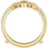 14K Gold Round Natural Diamond Accented Heart Ring Guard - Yellow Gold - view 2