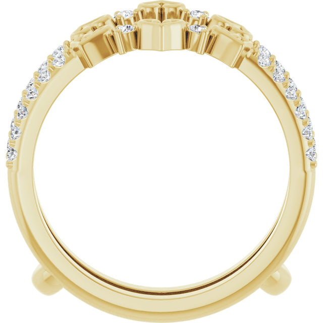 14K Gold Round Natural Diamond Accented Heart Ring Guard - Yellow Gold - view 2