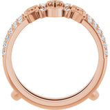 14K Gold Round Natural Diamond Accented Heart Ring Guard - Rose Gold - view 2