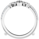 Platinum Round Natural Diamond Accented Heart Ring Guard - view 2