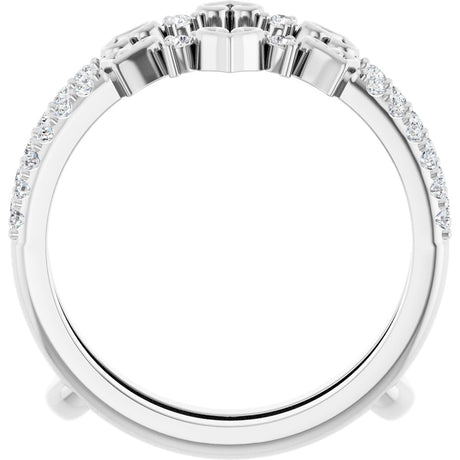 Platinum Round Natural Diamond Accented Heart Ring Guard - view 2