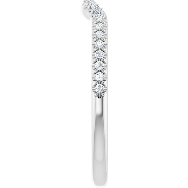 Platinum Round Natural Diamond Accented Contour Band – 1.1-2.5mm Stones - view 4