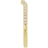 14K Gold Round Natural Diamond Accented Contour Band – 1.1-2.5mm Stones - Yellow Gold - view 4