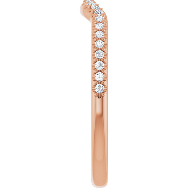14K Gold Round Lab-Grown Diamond Accented Contour Band – 1.1-2.5mm Stones - Rose Gold - view 4