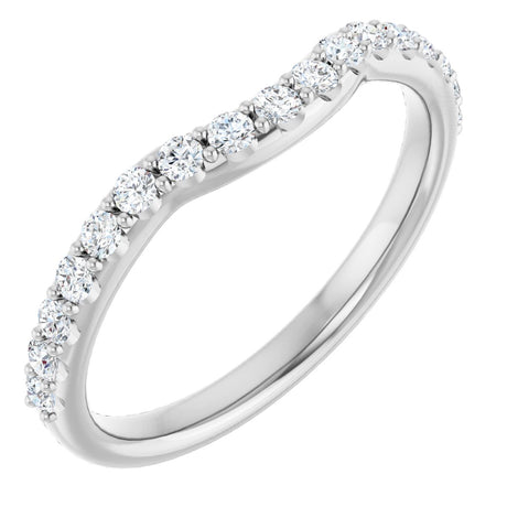 Platinum Round Natural Diamond Accented Contour Band – 1.1-2.5mm Stones