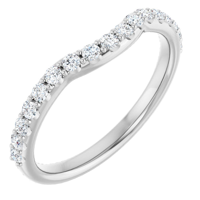 Platinum Round Natural Diamond Accented Contour Band – 1.1-2.5mm Stones