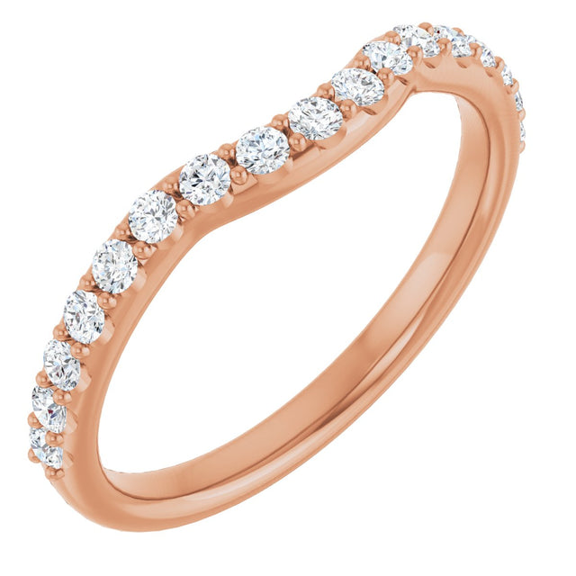 14K Gold Round Lab-Grown Diamond Accented Contour Band – 1.1-2.5mm Stones - Rose Gold