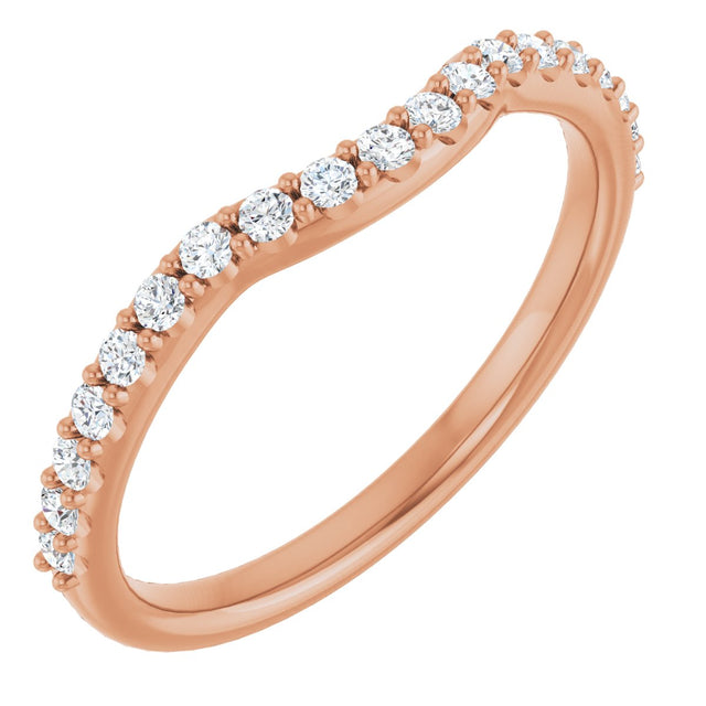 14K Gold Round Natural Diamond Accented Contour Band – 1.1-2.5mm Stones - Rose Gold