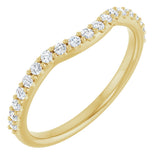 14K Gold Round Natural Diamond Accented Contour Band – 1.1-2.5mm Stones - Yellow Gold
