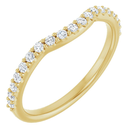 14K Gold Round Natural Diamond Accented Contour Band – 1.1-2.5mm Stones - Yellow Gold