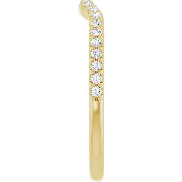 14K Gold Round Lab-Grown Diamond Accented Contour Band – 1.1-2.5mm Stones - Yellow Gold - view 4