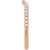 14K Gold Round Lab-Grown Diamond Accented Contour Band – 1.1-2.5mm Stones - Rose Gold - view 4