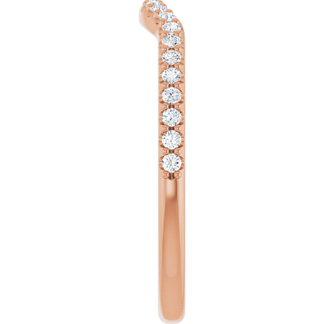 14K Gold Round Lab-Grown Diamond Accented Contour Band – 1.1-2.5mm Stones - Rose Gold - view 4