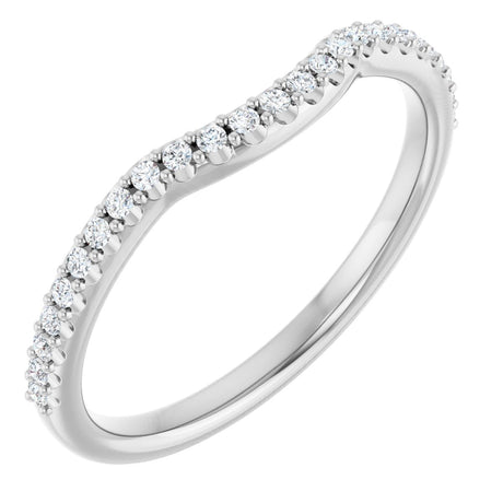 14K Gold Round Lab-Grown Diamond Accented Contour Band – 1.1-2.5mm Stones - White Gold