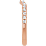 14K Gold Round Natural Diamond Accented Contour Band – 1.1-2.5mm Stones - Rose Gold - view 4