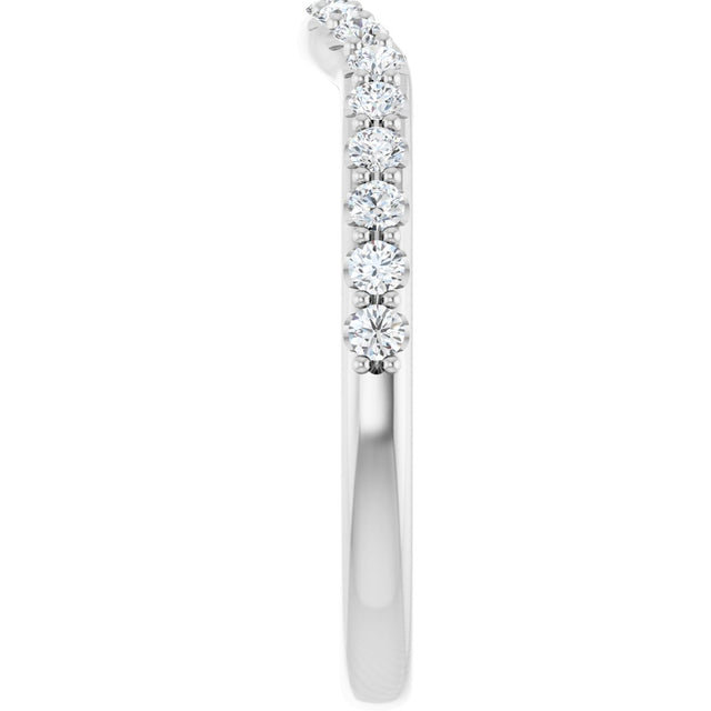 14K Gold Round Lab-Grown Diamond Accented Contour Band – 1.1-2.5mm Stones - White Gold - view 4