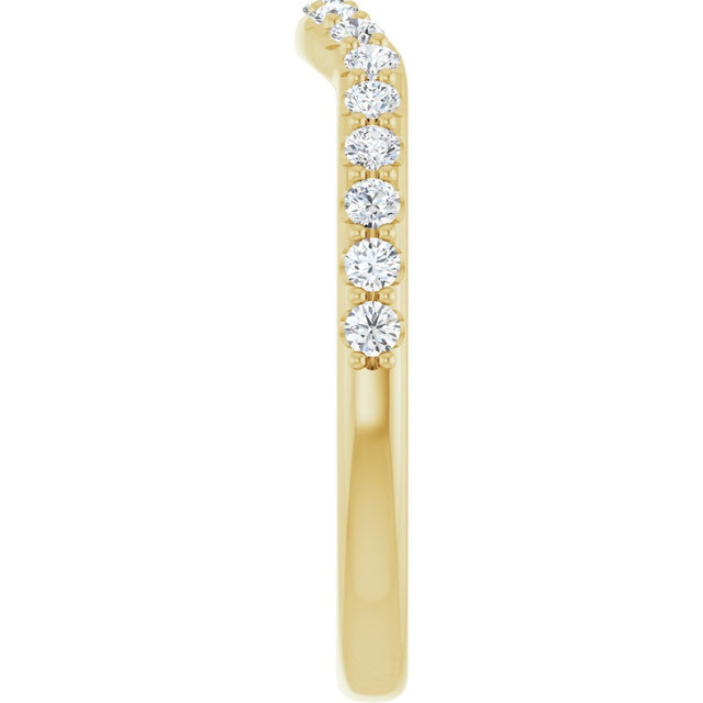 14K Gold Round Lab-Grown Diamond Accented Contour Band – 1.1-2.5mm Stones - Yellow Gold - view 4